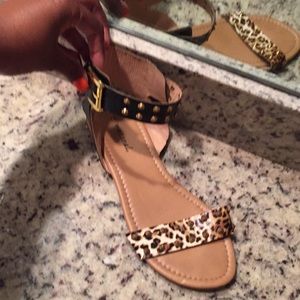 Studded leopard sandal